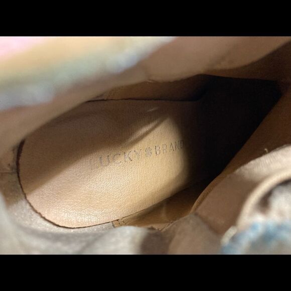 LUCKY BRAND, suede wedge booties, size 7 1/2 M,Tan‎ - Picture 11 of 16